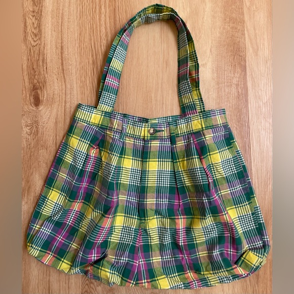 GAP Handbags - Handmade plaid shoulder bag purse made out of Gap pants preppy unique